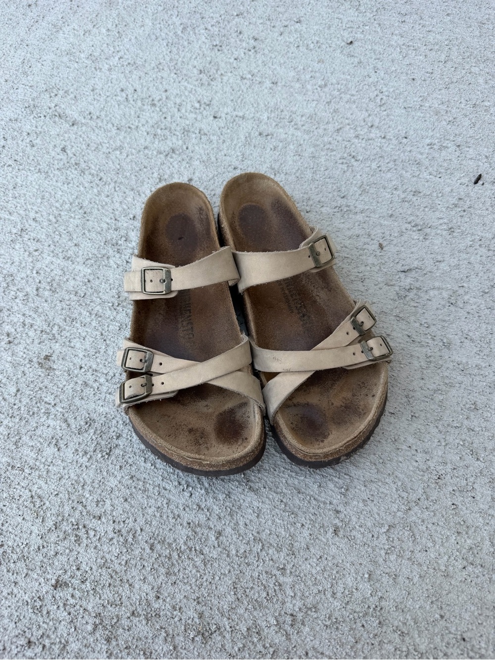 Birkenstock Beige Franca Three-Strap Buckle Sandals